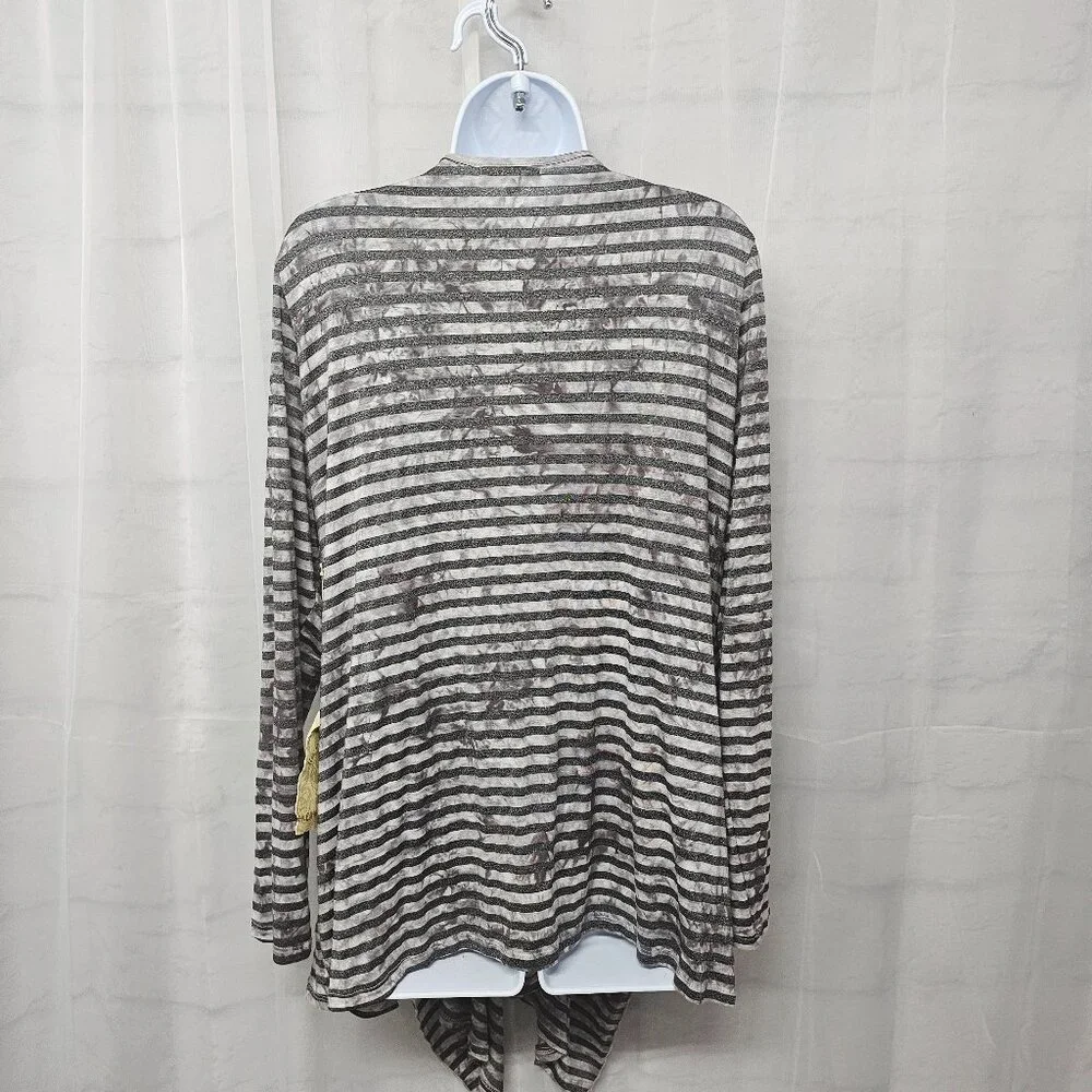 One World Gray Striped Grunge Cardigan Jacket Open Punk 2X NWT - Picture 7 of 13